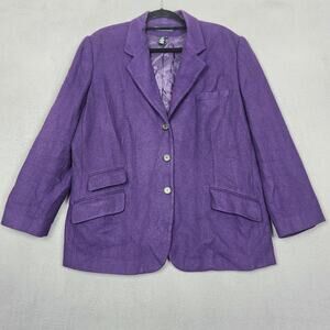 Lauren Ralph Lauren Blazer Womens 20W Purple Silk Cotton Herringbone Tweed Lined